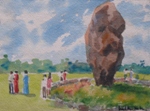 Indira Gandhi Shakti Sthal, Landscape Painting by M. K. Kelkar, Watercolour on Paper, 7 X 9.5